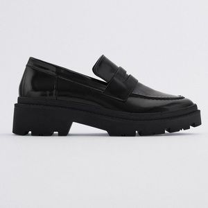 Zara Threaded Sole Loafers Black